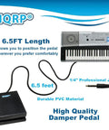 Sustain Pedal For Yamaha Digital Pianos And Keyboards FC5 Replacement with 1/4 inch jack and 6.5ft cable shown with piano.