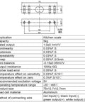 Technical specifications of Digital Load Cell Weight Sensor Kit With HX711 ADC Module For DIY Portable Kitchen Scale, 5Kg Capacity.