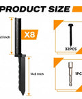 Heavy Duty Fence Post Repair Kit Featuring Rock Solid Steel Anchors; 16.1 inch and 14.5 inch L shaped stakes for secure fence installation.