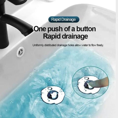 Heavy Duty Bathroom Sink Stopper Strainer With Removable Stainless Steel Filter Basket in use with rapid drainage feature.