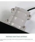 Damn Good Outdoor Solar Wall Light With Remote Control Waterproof Security Flood Lamp mount detail showing stainless steel cantilever.