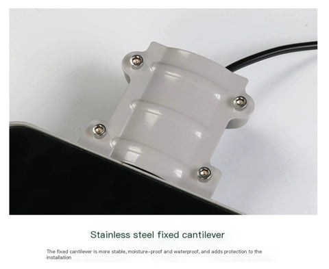 Damn Good Outdoor Solar Wall Light With Remote Control Waterproof Security Flood Lamp mount detail showing stainless steel cantilever.