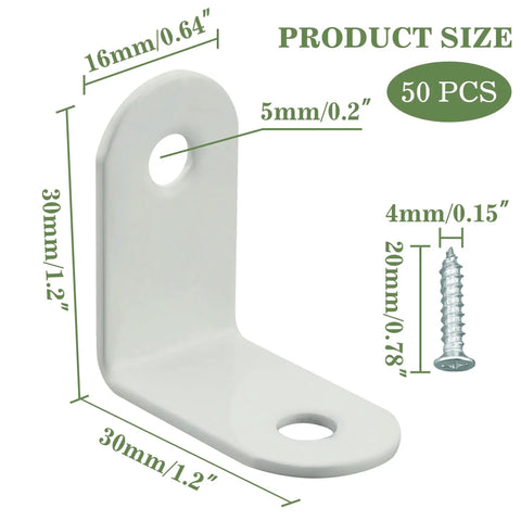 Hella Tough 50 Pack L Brackets For Wood Furniture, 1.2 Inch Small Corner Brace, Rust Proof Stainless Steel Floating Shelf Hardware, lock your DIY projects in place