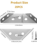 20 Pcs Stainless Steel Corner Connectors And Triangle Brackets For Wood Furniture Shelves Cabinets And Desks Includes Screws
