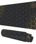 Big Ol Extended Desk Mat And Gaming Mouse Pad Large 35.4 By 15.7 Inch Surface Non Slip Base With Stitched Edge Honeycomb Black Gold Design