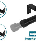 Ultra Long Curtain Rod 30 To 240 Inches Heavy Duty 1 Inch Black Drapery Rod Set With Modern End Caps Adjustable showing brackets