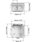 Weatherproof IP65 Junction Box 4 By 4 By 2.8 Inches ABS Plastic 2 Pack Surface Mount Enclosures with measurements