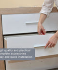 Person installing drawer using 10 Pack Acrylic False Front Cabinet Clips With Screws For Kitchen Cabinets And Drawers