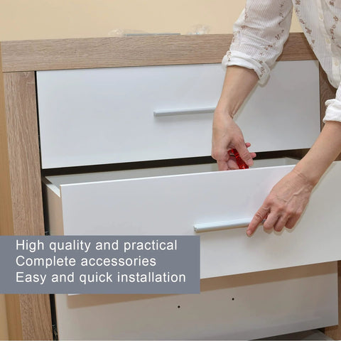 Person installing drawer using 10 Pack Acrylic False Front Cabinet Clips With Screws For Kitchen Cabinets And Drawers