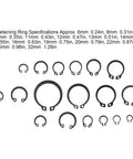 225 Pcs Circlip Snap Ring Kit Retaining Clip Fastener Set For Machinery And Rigs High Temp Rubber Alloy Steel variety sizes