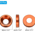 M3 Finishing Countersunk Washers, 10 Pack, Anodized Aluminum Oxide Alloy, Orange Finish, RC FPV PC Mechanical Accessories