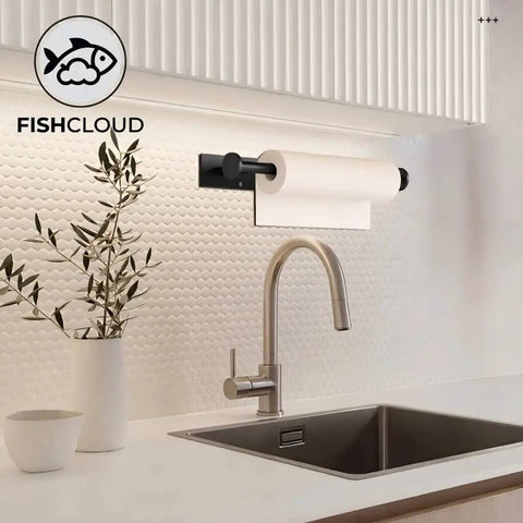 Self Adhesive Paper Towel Holder Wall Mount No Drill Easy Install Heavy Duty SUS304 Stainless Steel Black Finish above kitchen sink