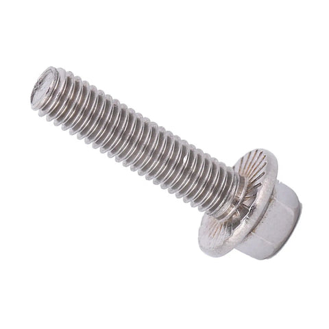 M6 Hex Flange Screw made of 304 Stainless Steel, 16mm, ideal for heavy-duty jobs, DIY builds, and home appliances.