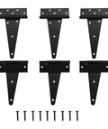 10 Inch T Strap Heavy Duty Shed Door Hinges Black With Screws Durable Iron Gate Hinges 6 Pack