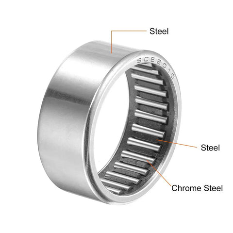 Needle Roller Bearings 1-1/4 Inch Bore 1-1/2 Inch Outer Diameter 5/8 Inch Width Chrome Steel with Steel Cage, model SCE2010