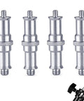 Four Piece Aluminum Pro Grade One Quarter To Three Eighths Inch Threaded Adapter Set For Tripods And Accessories close-up