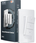 ZigBee Smart Scene Switch With 3 Button Remote Controller For Smart Home, 9 Customizable Actions, product box and switch detail.