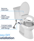 Non Electric Bidet Attachment With Self Cleaning, Single Nozzle, Rear Wash, Adjustable Water Pressure, Toilet Seat Upgrade In Rose Gold Finish installation diagram