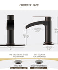 Oil Rubbed Bronze Waterfall Bathroom Sink Faucet With Single Handle 6 Inch Deck Plate Metal Pop Up Drain Assembly CUPC Water Supply Lines product dimensions
