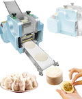 Automatic Dumpling Skin Maker 140W Electric Dough Processor with waterproof housing creating round dumpling skins.