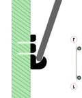 Vertical Skateboard Holder For Wall Display And Storage, 1 Pair Wall Mount Hangers diagram showing board held by black deck brackets.