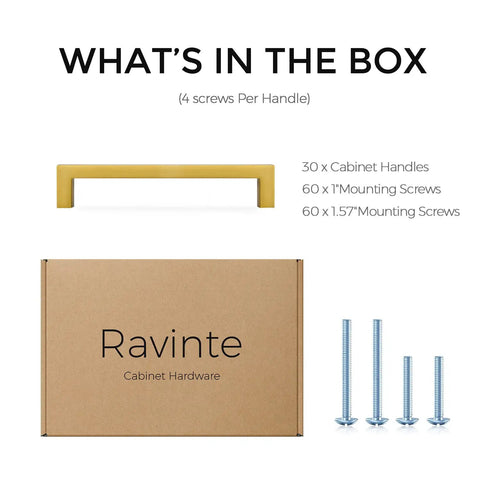 Killer Gold Cabinet Pulls Slim Kitchen Handles With Butter Smooth Fitting Dead On 5 Inch Center To Center Spacing For Easy Cupboard Refresh Top Tier Home Hardware Thirty Piece Set with screws and packaging.