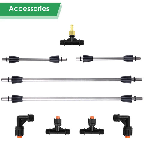 Heavy Duty 4 Nozzles Metal Sprayer Boom Wand With Three Eighths Inch Brass Barb Switchable Two Pattern Nozzles