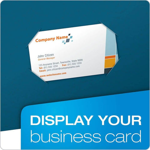 Blue Two Pocket Folders With Two Fasteners For Letter Size Papers Holds Up To 135 Sheets Includes Die Cut Business Card Pocket