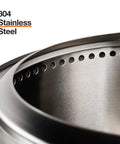 Close-up of Bonfire Smokeless Fire Pit With Stand, 19.5 Inch Portable Stainless Steel Wood Burning Outdoor Fireplace With Removable Ash Pan