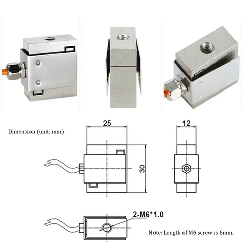 Tiny But Mighty 3kg S Type Load Cell For Tension And Compression Micro Weighing Sensor High Precision Mini Sensor For Industrial Weighing Built From Durable 42CrMo Alloy Steel, side view with dimensions