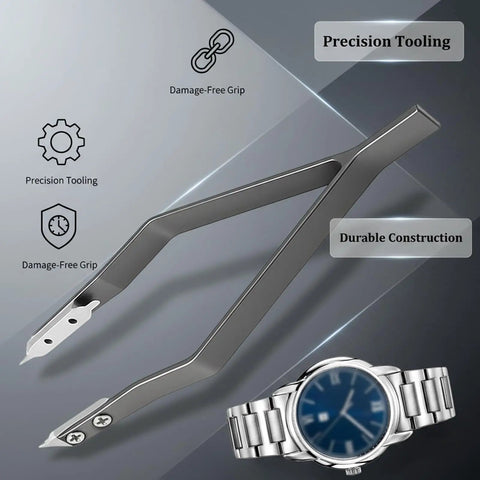 Dual Fork Spring Bar Tool For Watches With Pin Removal Tweezers, Fast Strap Swaps And Link Removal, Black Finish Band Adjuster Kit