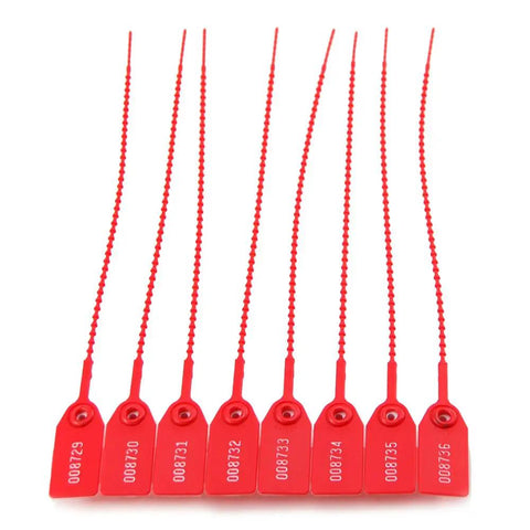 No Gimmicks Badass Red Plastic Tamper Seals With Numbered Zip Tie Design For Fire Extinguisher Security Luggage Bags Storage Bins And Cash Containers Self Locking Cable Ties 250Mm