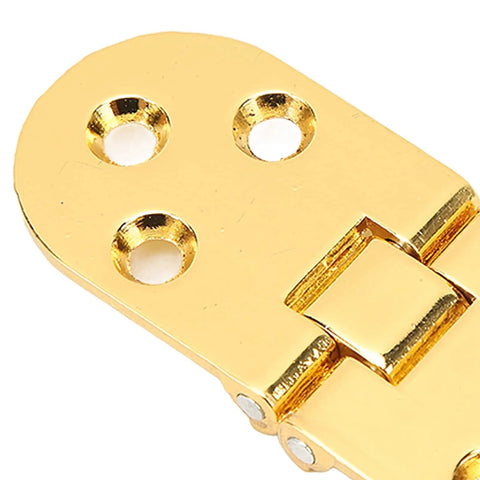 Close-up of Set Of Four 180 Degree Flap Hinge 0.09 Inch Thick Zinc Alloy Heavy Duty Folding Flip Top Hinge in bright gold finish.