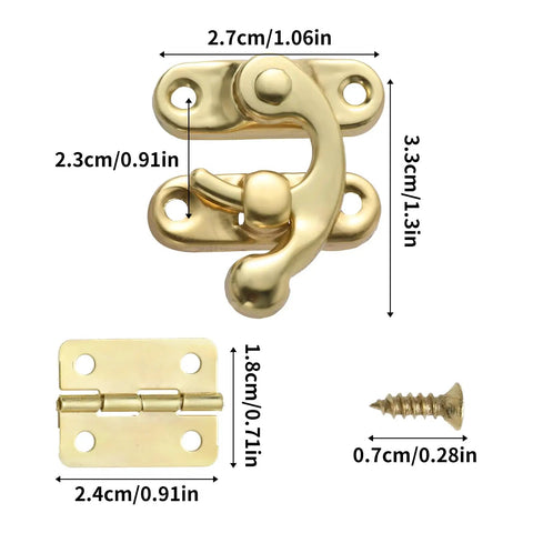 Top Shelf Brass Jewelry Box Hardware Set Featuring Forty Rad Hinges And Twenty Dope Antique Latch Hook Hasps Plus Two Hundred Forty Replacement Screws For Sweet Wooden Cabinets And Nifty Craft Projects