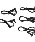 90 Degree Angled Dc Power Extension Cable Five Piece Set Male To Male 5.5Mm By 2.1Mm Connector shown in black for neat wiring.