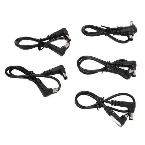 90 Degree Angled Dc Power Extension Cable Five Piece Set Male To Male 5.5Mm By 2.1Mm Connector shown in black for neat wiring.