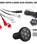 Beefy 600W RMS Two Channel Marine Amplifier accessories with 3.5mm AUX input cables and Bluetooth controller compatibility