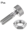 Hella Durable 2 Pack M8 Stainless Steel Spring Plunger With Knurled Grip Handles Non Locking Retractable Index Pin Offering Slick Operation And Zero Rust Worry For Any Project, showing two pieces, including a knurled grip handle and nut.