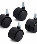 Four Pack Threaded Stem Caster Wheels With 360 Degree Swivel Twin Rollers And No Brakes Nylon Replacement Casters