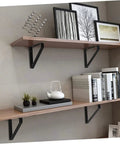 Hefty Corner Brace Shelf Brackets 2 Pack Beefy Triangle Wall Mounts For Floating Shelves supporting wooden shelves with decor.