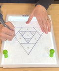 Person using Portable LED Light Pad For Crafting And Quilting 10 By 13 Inch, Ultra Bright Four Level Illumination For Clear Tracing And Cutting