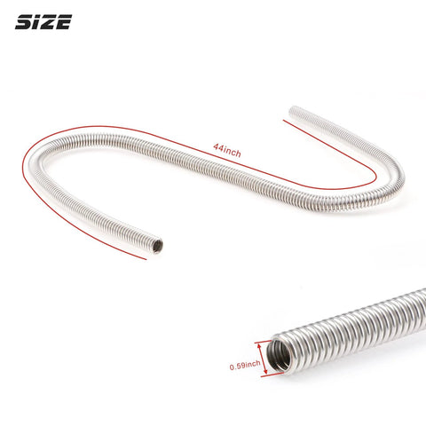 iRKY stainless steel flexible heater hose kit: 2 silver 44-inch hoses with chrome caps for 5/8 and 3/4 necks
