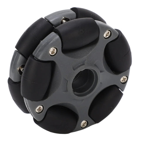Omni directional 58mm omnidirectional wheel for robots in black and grey. Ideal for robotics, go-karts, and RC projects with 360-degree rotation.
