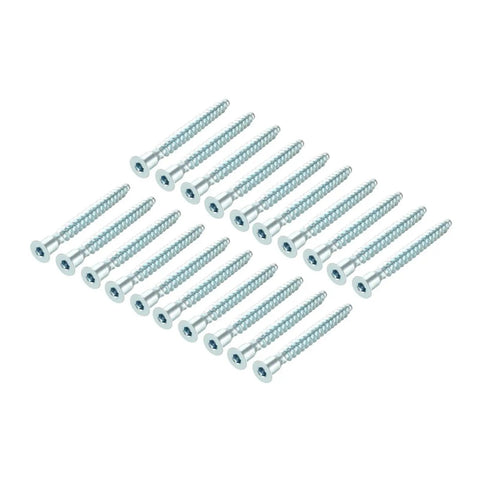 Cluster of 60 Piece Confirmat Screws Set, 7mm Diameter Hex Socket Countersunk Wood Panel Screws in various lengths for assembly