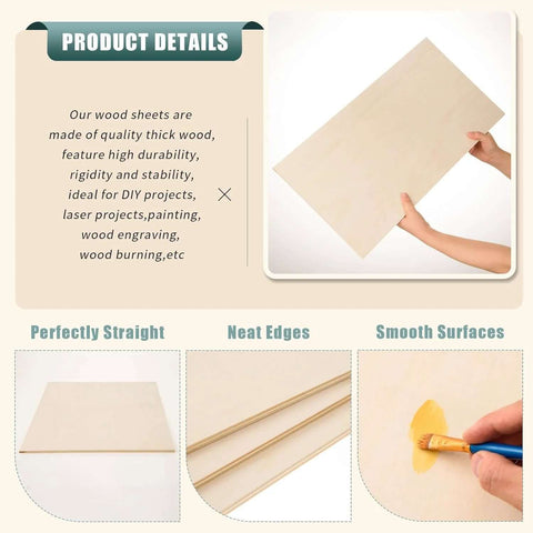 Basswood sheets, 12x16x1/4 in unfinished craft wood; front view with sheet held in hands