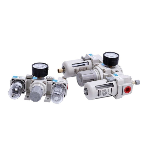 Three Unit All In One Air Treatment System With Manual Drain Filter, Pressure Regulator, And Lubricator For AC2000 And AC3000 compressors