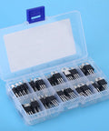 60 Piece Transistor And Regulator Variety Pack With 10 Value Types Including L7805CV And LM317T, Storage Box, Perfect For Electronics Pros, Engineers, And DIY Hobbyists