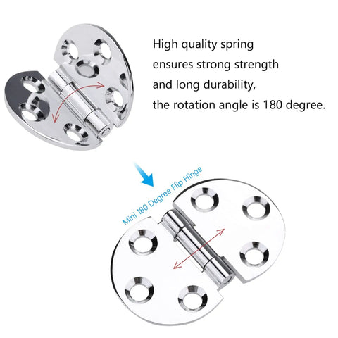 Rock Solid 180 Degree Copper Chrome Plated Folding Butt Hinges 45 By 30 By 1.5 Millimeter with screws, open design