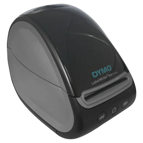 LabelWriter 550 Turbo Direct Thermal Label Printer With USB And LAN 300 DPI Mono Prints Up To 90 Labels Per Minute Auto Label Recognition Fast Office Labeling For Mail Filing And Visitor Management, side view