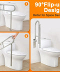Fold Up 24 Inch Bathroom Grab Bars, Heavy Duty Stainless Steel Safety Rails For Shower Tub And Toilet, 90 Degree Flip Design